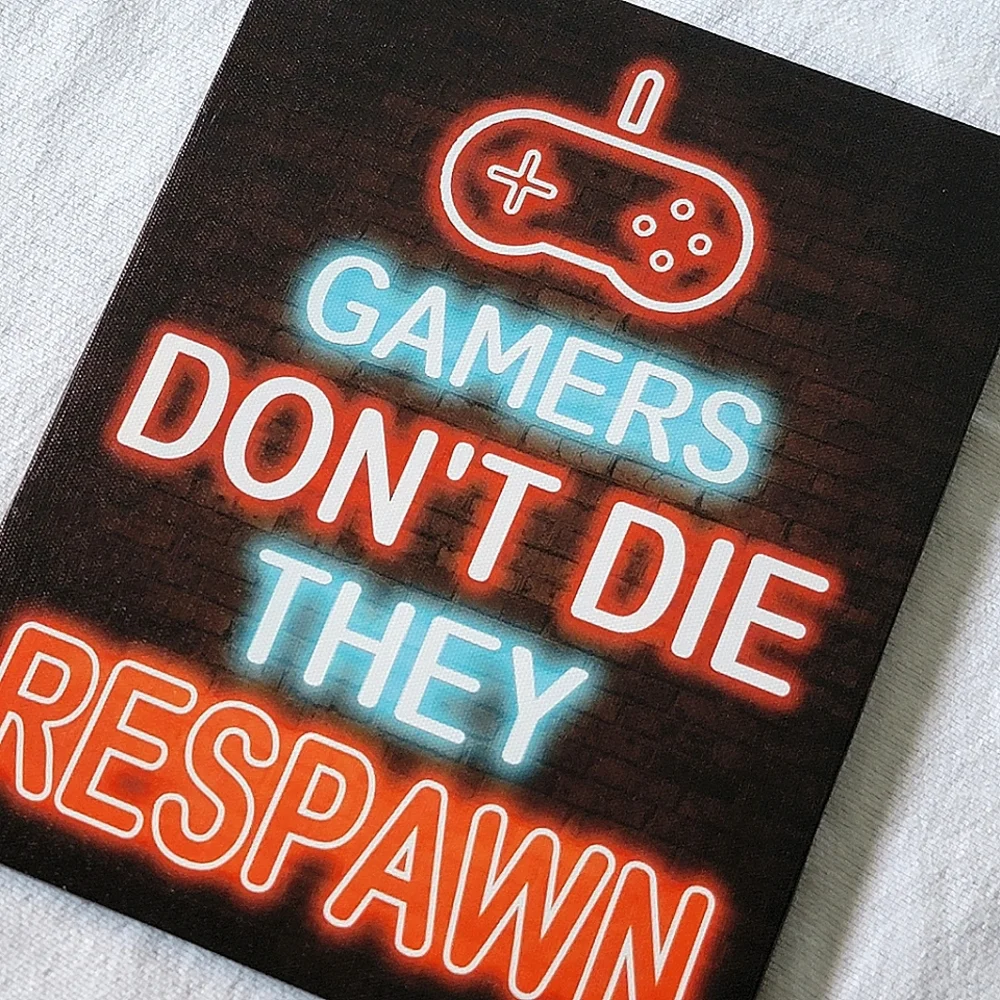 Gamers Mantra Game Room Home Decor Canvas Wall Art Gaming Neon Sign Word Graphic